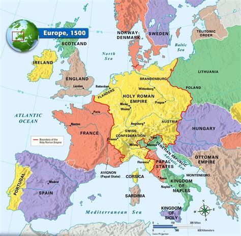 map of Europe with focus on Spain